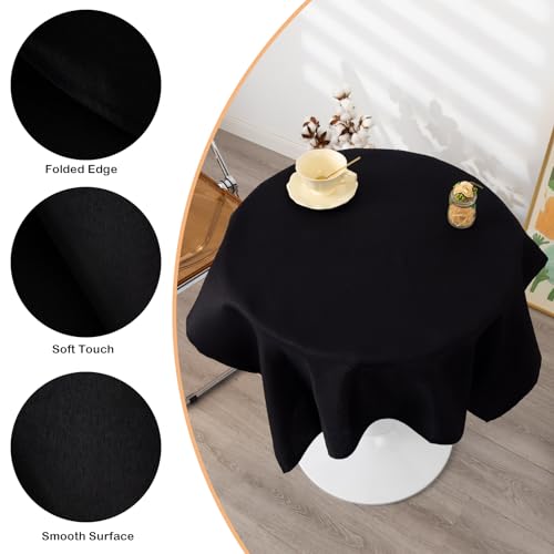 36x36 Inch Solid Black Tablecloth - Wrinkle Resistant Polyester Cover for Parties & Weddings