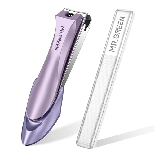 MR.GREEN Purple Nail Clippers Set with Nail File - Anti Splash, Medical Grade Stainless Steel