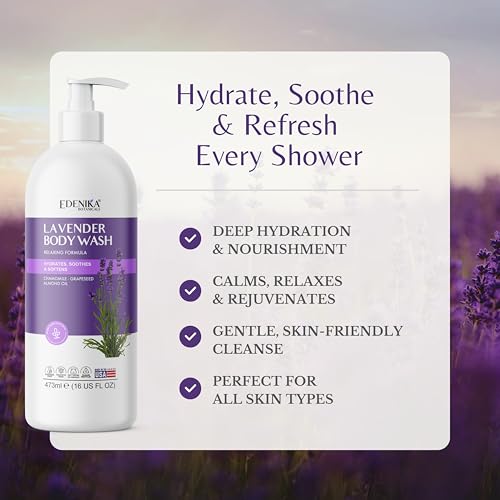 EDENIKA BOTANICALS Lavender Body Wash 2-Pack 16 Fl Oz | Relaxing, Moisturizing & Vegan