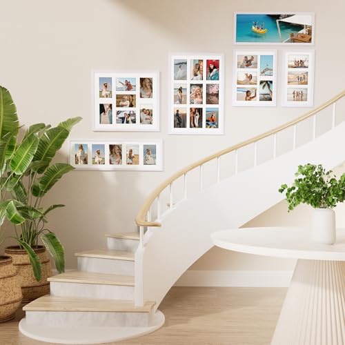 Vittanly 8x14 Collage Picture Frame for 3x 4x6 Photos - White