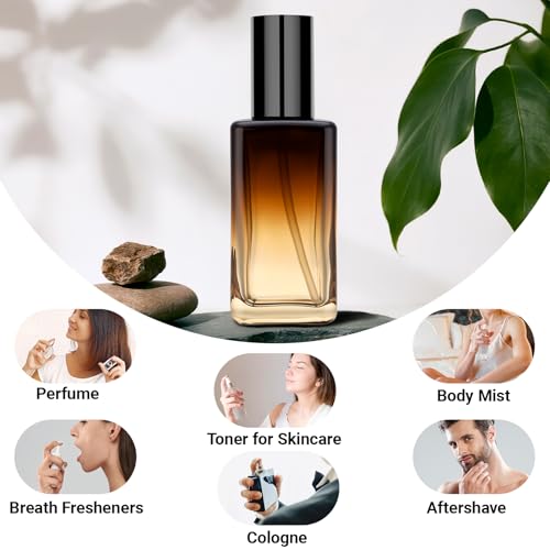 Segbeauty 3.4oz Amber Glass Spray Bottles, 4-Pack Refillable Fine Mist Atomizers
