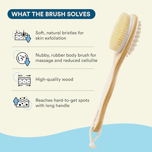 Bloom 2-in-1 Long Handle Body Brush for Exfoliation and Massage