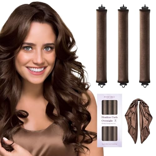 Heatless Hair Curler Overnight Curls - Brown, Pack of 3