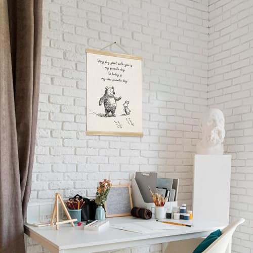 Little Bear Pooh Quote Wall Art | Natural Linen Poster 14x18.5