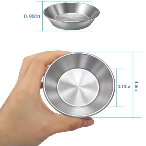 BoAn 304 Stainless Steel Dipping Bowls - Set of 6, 4.6 Inch Sauce Bowls for Condiments