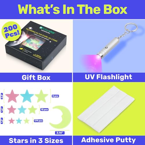 Glow in the Dark Stars and Moon Stickers for Kids Room Decor