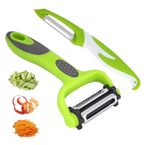 SAIOTER 2-Piece 4-in-1 Vegetable Peeler Set with Stainless Steel Blades