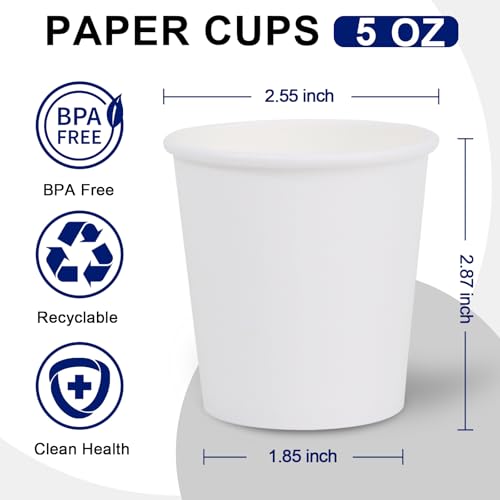 Clawsoff 100 Count 5 oz Disposable Paper Cups - Leak-Proof & Durable