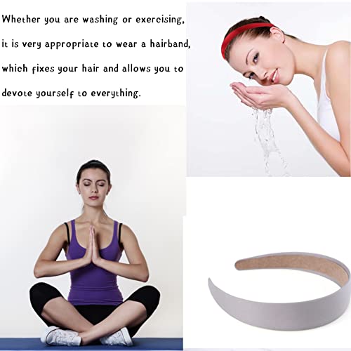 YVPSI Satin Headbands 3 Pack - Black White Wine Red, 2cm Wide Non-Slip Comfortable