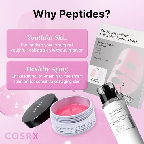 COSRX Pink Peptides Collagen Hydrogel Eye Patches - 60 Count Depuffing Mask