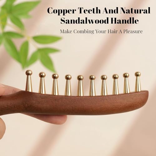 Kintegood Copper & Sandalwood Wide Tooth Scalp Massage Comb - Hair & Relaxation Tool