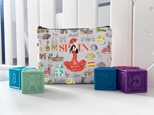 Spain Themed Makeup Bag - Travel Cosmetic Organizer for Bachelorette Party