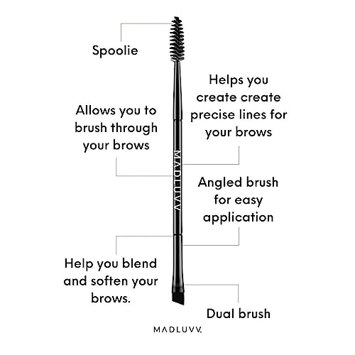 MADLUVV Duo Eyebrow Brush - Angled & Spoolie for Precision Makeup