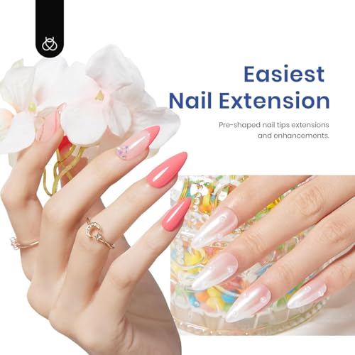 Beetles Gel Nail Tips & Extension Kit - Clear Almond Medium 240pcs with UV Lamp