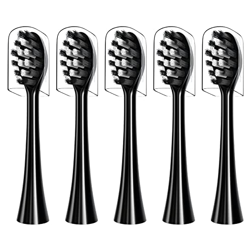 Othanary Replacement W-Shape Toothbrush Heads for Gleem Electric Toothbrush - Black (5 Pack)