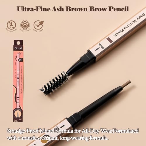 OZ LAB Beauty Superfine Brow Pencil 1.5mm Tip, Waterproof Vegan, 05 Dark Brown, 0.08g
