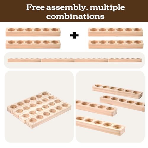 Meao Wooden Essential Oil Display Rack - 4 Pcs 6 Slot Organizer