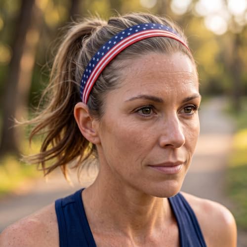 USA Flag Non-Slip Running Headband - Fully Adjustable Juliband