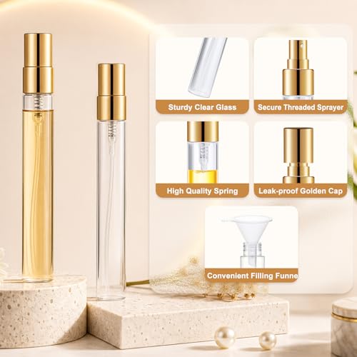 BESNEL 10ml Mini Glass Perfume Spray Bottles, 20-Piece Refillable Atomizer Set