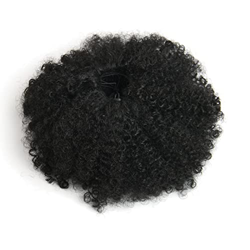 12 Inch Afro Puff Kinky Curly Drawstring Ponytail Extension for Women - Natural Look, Synthetic Hair, Black 1B#