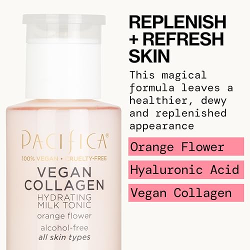 Pacifica Vegan Collagen Hydrating Milk Tonic - Moisturizing Face Toner with Hyaluronic Acid & Chamomile