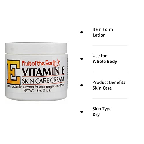 Fruit of the Earth Vitamin E Skin Care Cream - 4 Ounce Moisturizer