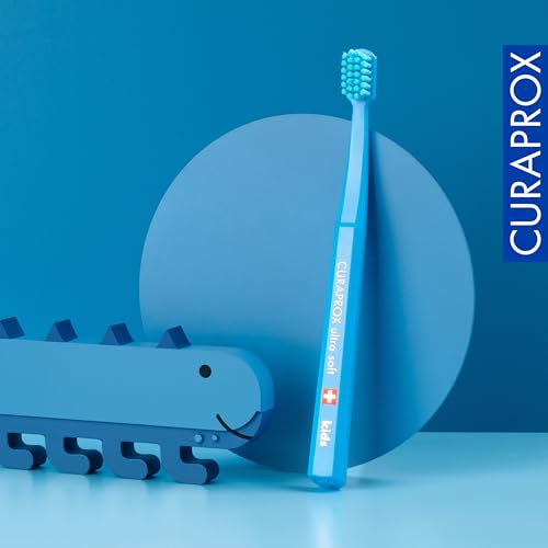 Curaprox CS Kids Ultra-Soft Toothbrush Blue for Ages 4-12, Swiss Made