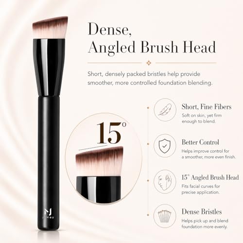 JoMay 15° Angled Foundation Brush - Black Single Brush for Liquid Makeup