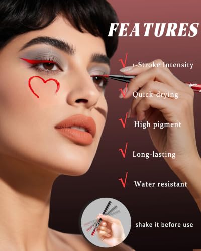 Lestpola Red Liquid Eyeliner Pencil - 24H Waterproof Matte Eye Liner