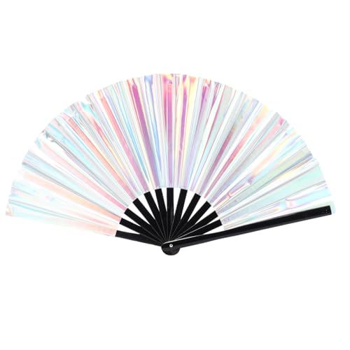 Multicolored Folding Fan - 13-Inch Handheld UV Rave Accessory