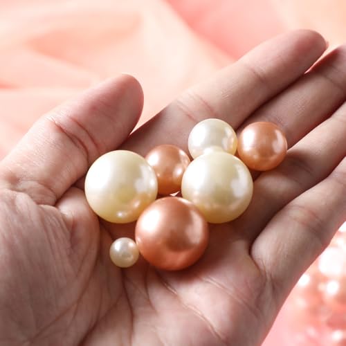150 Pcs No Hole Pearl Beads - White & Rose Gold Vase Fillers