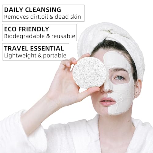 Kickleen 120-Count White Compressed Facial Sponges for Deep Cleansing