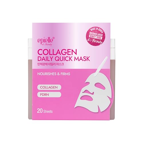 Epielle Collagen Korean Face Masks 20 Pack - Hydrating Anti-Aging Sheet Masks with Hyaluronic Acid