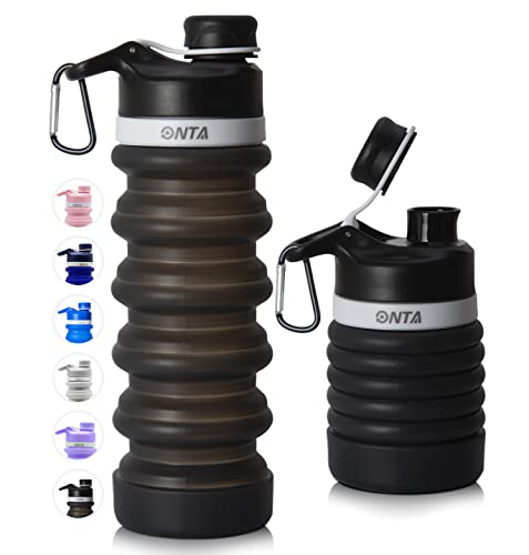 ONTA Collapsible Silicone Water Bottle 20oz - BPA Free, Leakproof & Portable