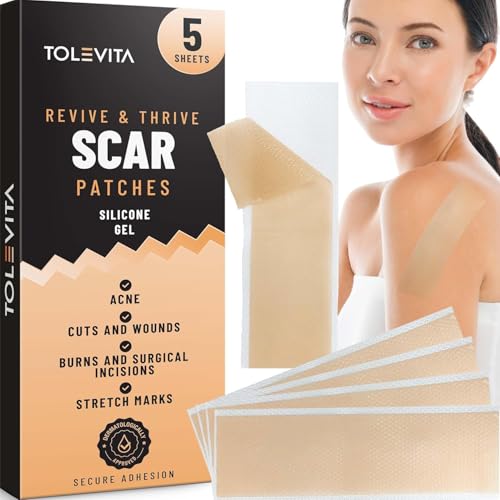 TOLEVITA Silicone Scar Patches – 5 Sheets for Scar & Acne Care