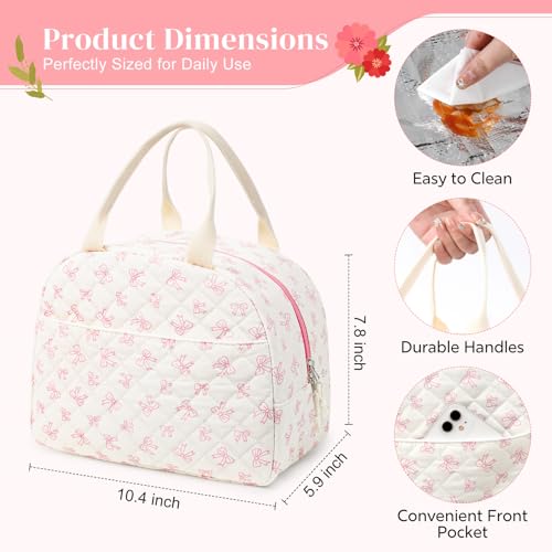 Aileam Quilted Floral Insulated Lunch Bag - Large Capacity Tote