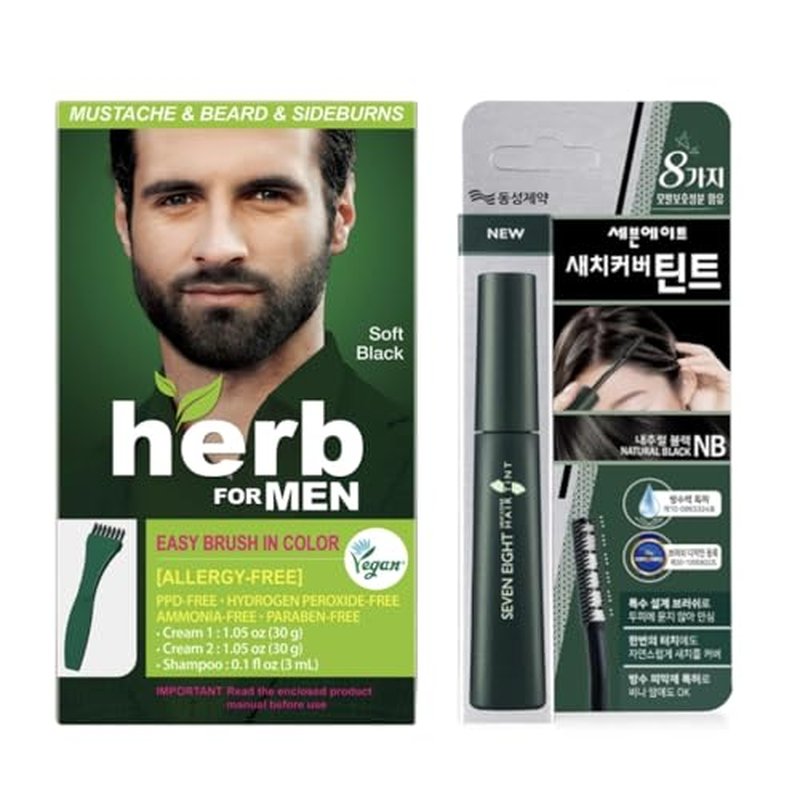 Mustache & Beard Dye - Soft Black | PPD-Free, Vegan, Gentle Formula for Sensitive Skin