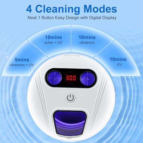 Hossili Upgraded Ultrasonic Retainer Cleaner, 200ML Dental Pod - White