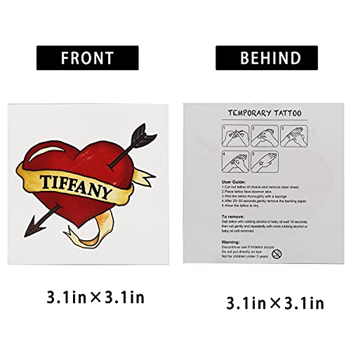 Pandecor Bride Heart & Tiffany Heart Temporary Tattoos with Necklace for Halloween Cosplay