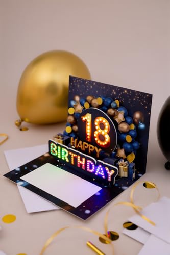 3D Pop-Up 18th Birthday Card for Boys with Music & Lights