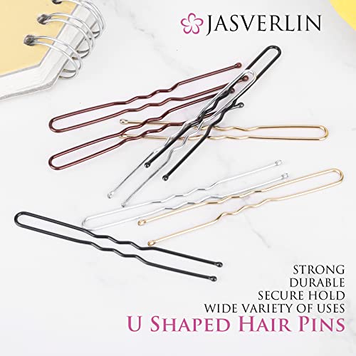 JASVERLIN Silver U Shaped Hair Pins - 100 Pcs 2.4 In Bun Pins