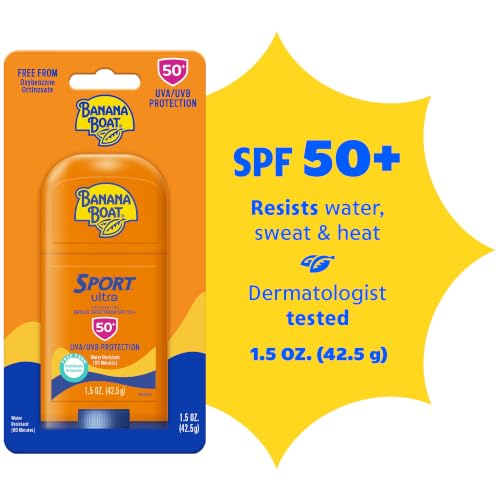 Banana Boat Sport SPF 50 Sunscreen Stick 1.5 oz - Water & Sweat Resistant, Broad Spectrum UVA & UVB Protection