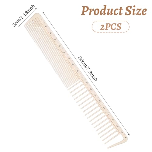 Professional Hair Cutting Combs Set - 2 Anti-Static Barber Combs with Ruler Measurements