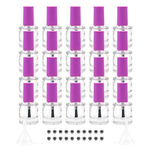 GTHER 20PCS 8ML Empty Nail Polish Bottles with Brush, Funnels & Mixing Balls