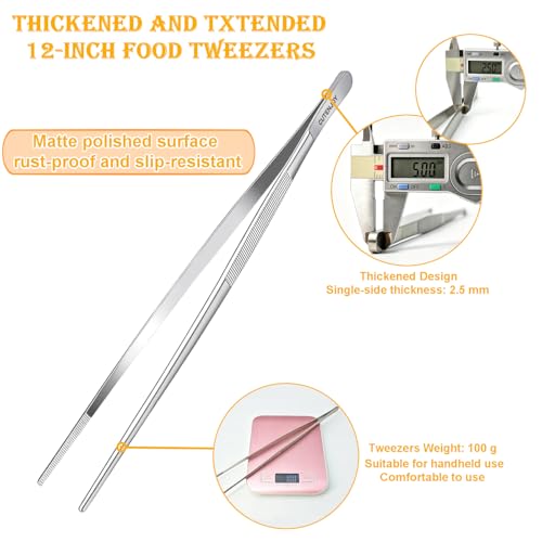 12-Inch Stainless Steel Kitchen Tongs with Serrated Tips