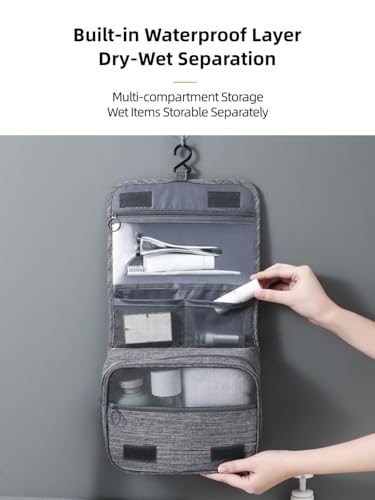 AURIGONSEL Hanging Toiletry Bag with Dry-Wet Separation, Travel Organizer