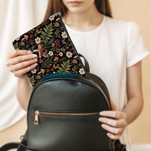 Forest Mushroom Dark Forest Makeup Bag by Jeilink — Cotton Linen Cosmetic Travel Pouch