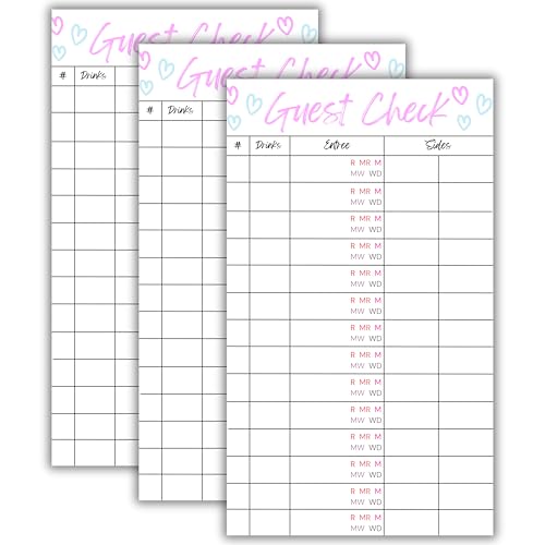Guest Check Notepad for Servers - Steak Temperature Order Pad (3-Pack)