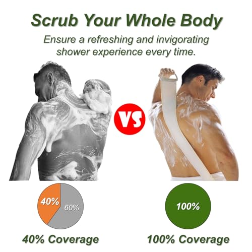 YUNKWONG 1 Count Natural Loofah Sponge with Handle - Exfoliating Body Scrubber for Men Women Shower Set