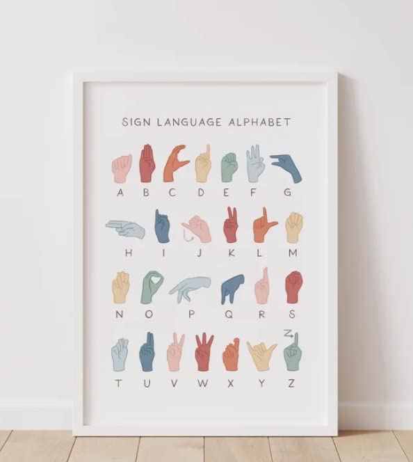 ASL Alphabet Poster - Rainbow 11x14 Unframed Print for Kids Rooms